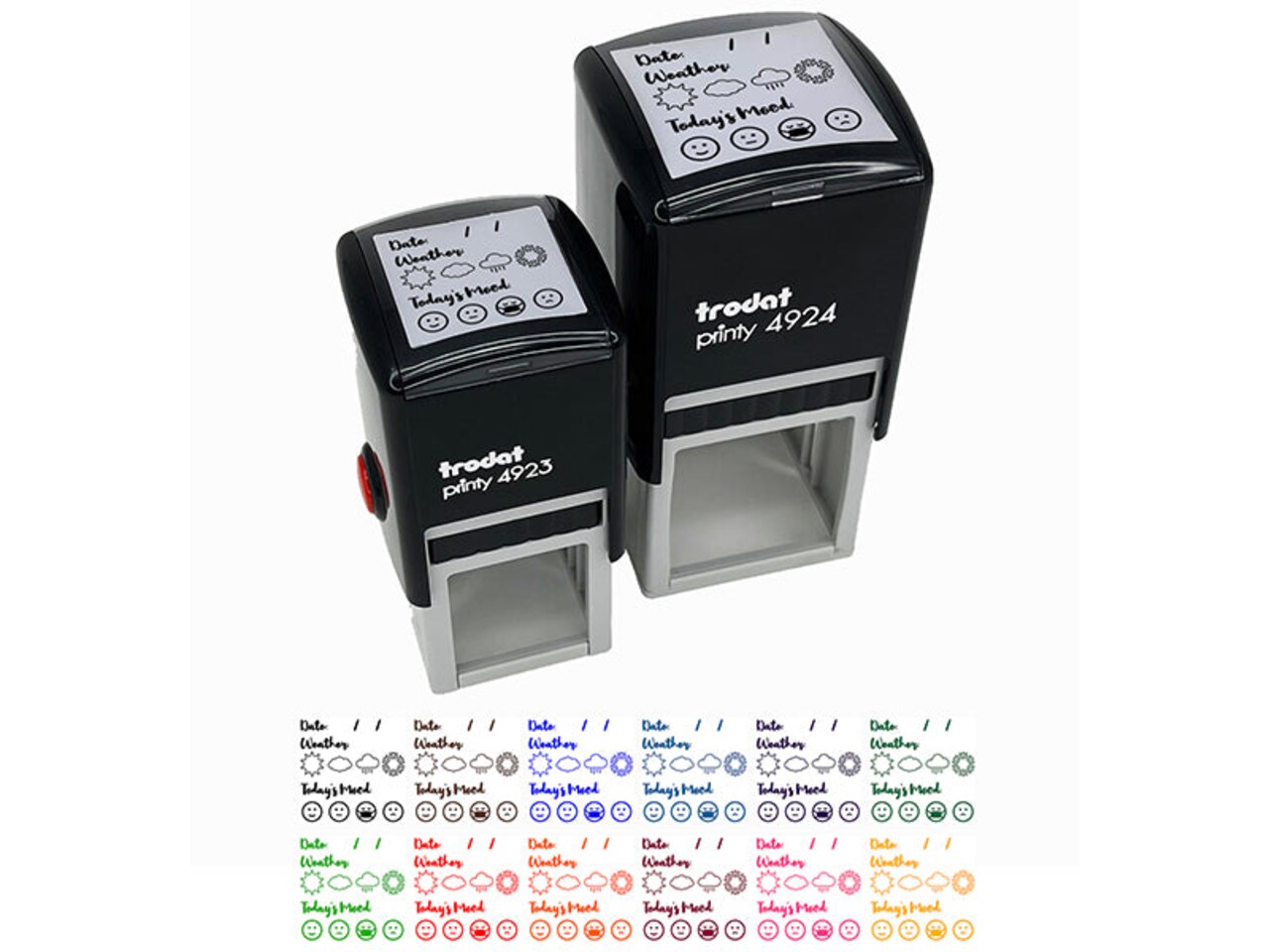 Date Fill-In with Weather Mood Tracker Daily Calendar Self-Inking Rubber Stamp Ink Stamper
